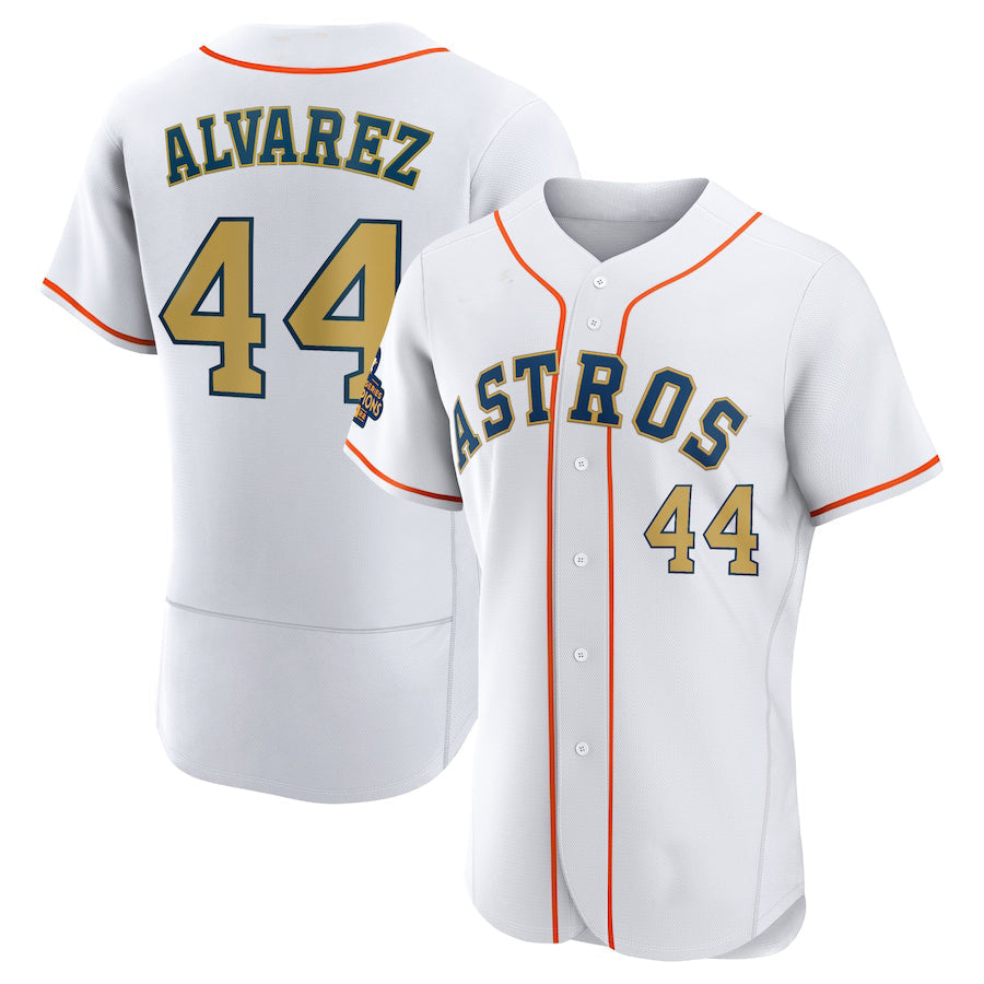 #44 Yordan Alvarez Houston Astros white 2023 gold collection authentic player jersey Stitches Baseball Jerseys baseball jersey product view 1