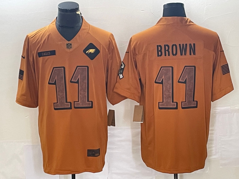 Men's Philadelphia Eagles A.J. Brown #11 Brown 2023 Salute To Service Limited Jersey1 football jersey product view 1