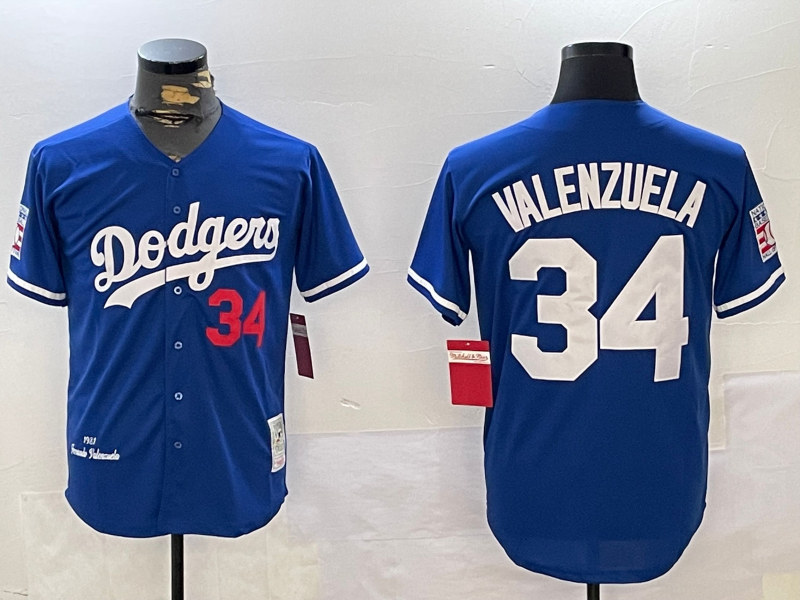 Men's Los Angeles Dodgers Fernando Valenzuela #34 Royal 1981 World Series Baseball Jersey1 baseball jersey product view 1
