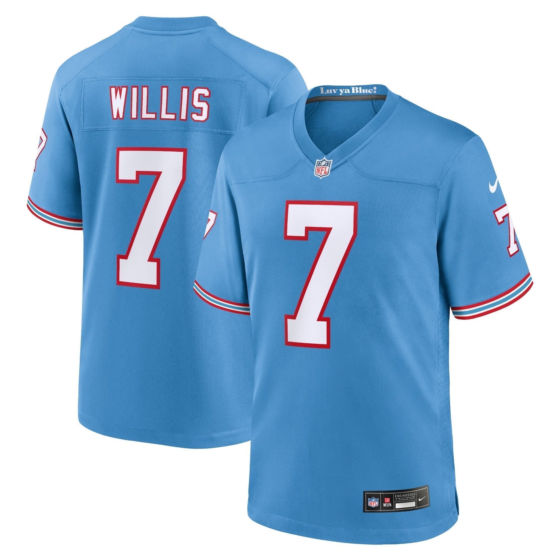 Malik Willis Tennessee Titans Nike Oilers Throwback Alternate Game Jersey - Light Blue football jersey product view 1