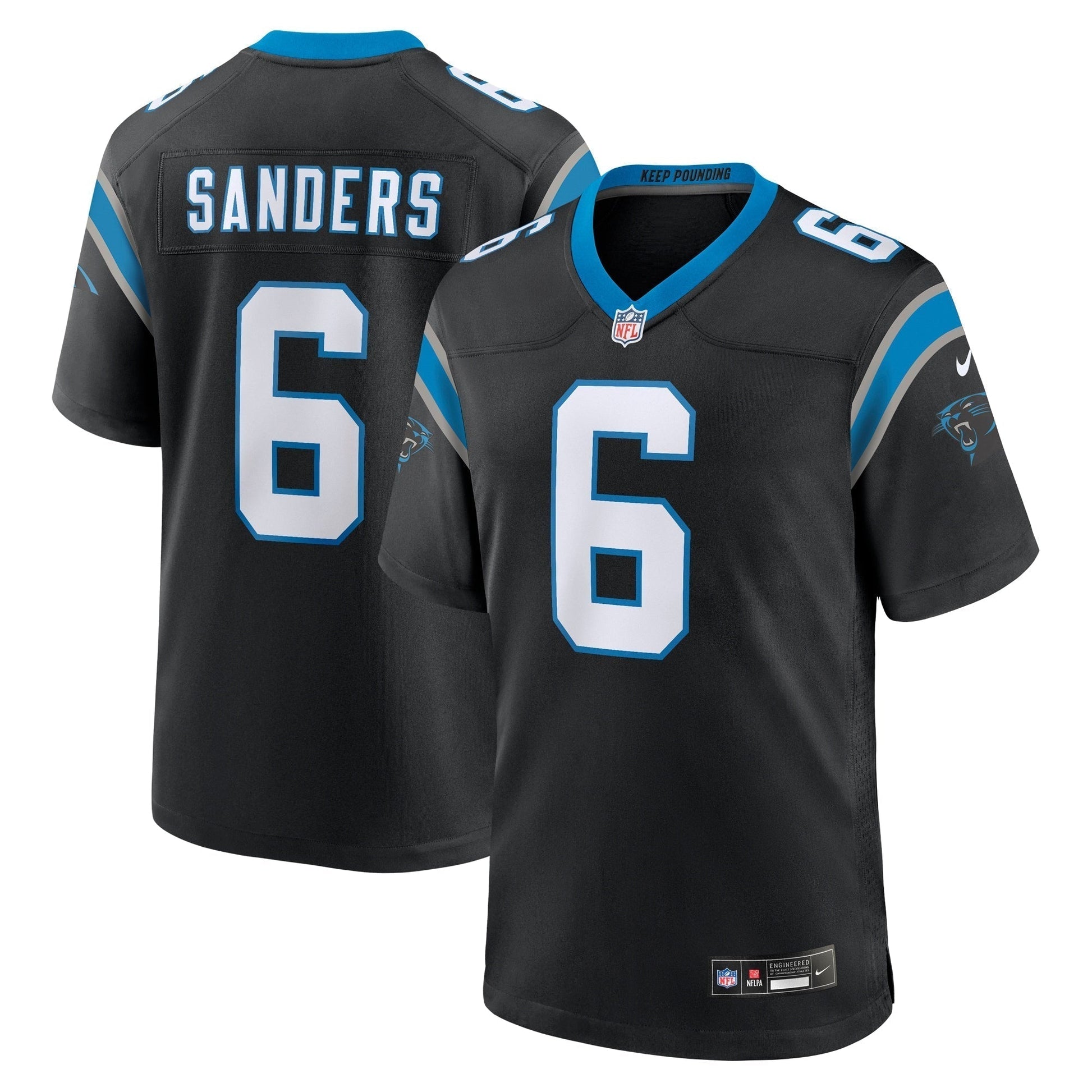 Miles Sanders Carolina Panthers Nike Game Jersey - Black football jersey product view 1