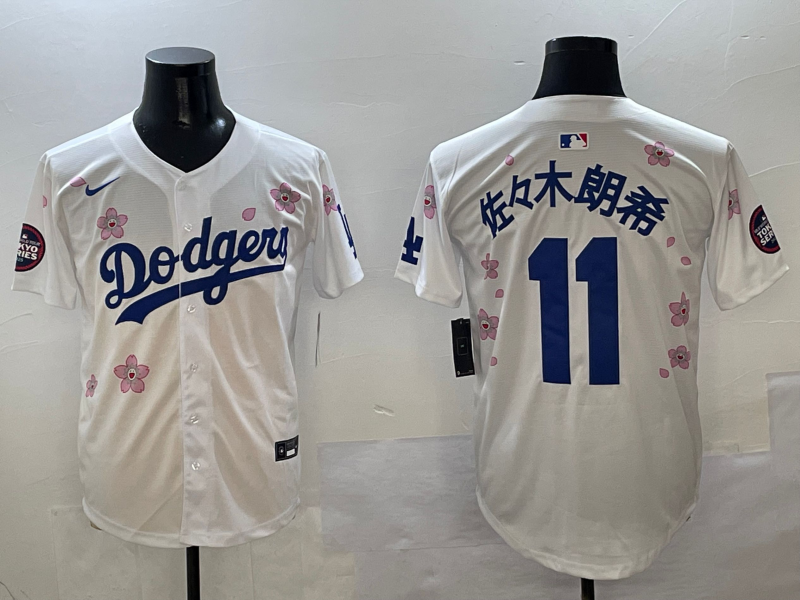 Men's Los Angeles Dodgers Roki Sasaki #11 White Game Jersey1 baseball jersey product view 1