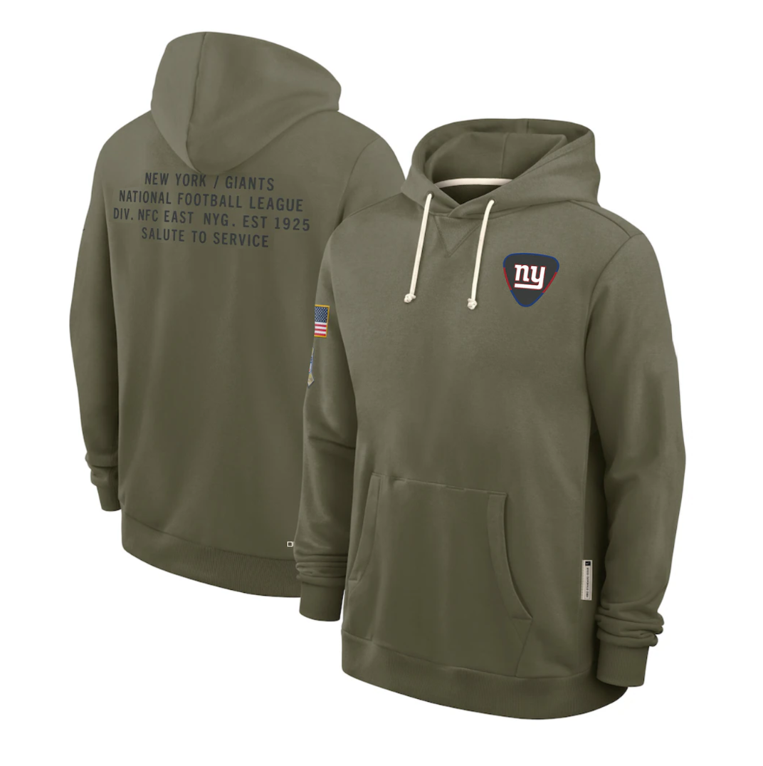 Men's New York Giants Olive 2025 Salute to Service Sideline Standard Issue Dri-FIT Hoodie football jersey product view 1