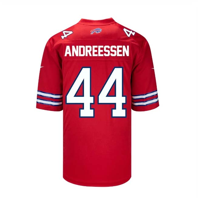 B.Bills #44 Joe Andreessen Player Red Game Jersey -Stitched American Football Jerseys football jersey product view 1
