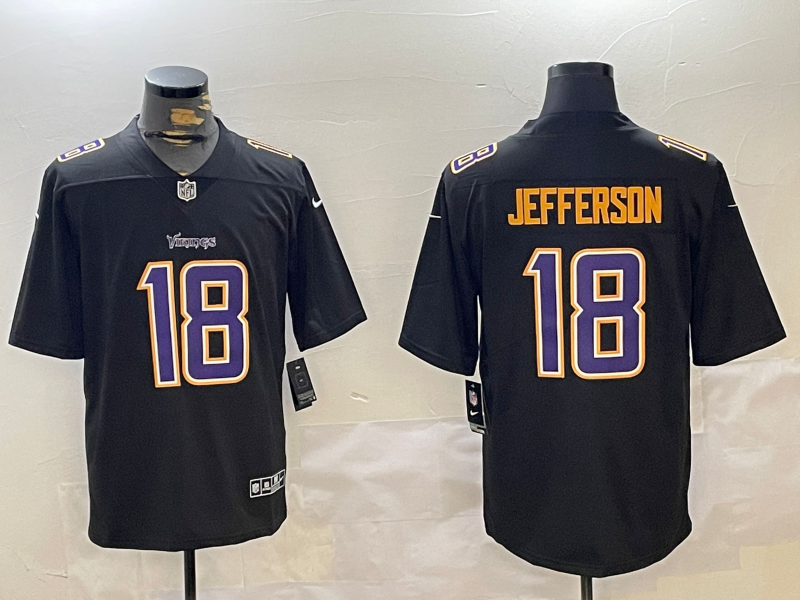 Men's Minnesota Vikings Justin Jefferson #18 Black Fashion Game Jersey1 football jersey product view 1