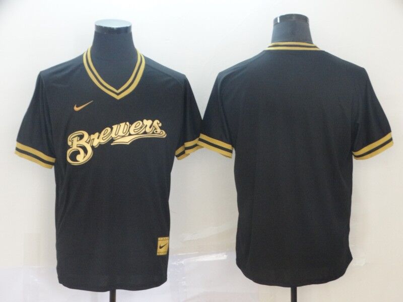 Men's Milwaukee Brewers Black Replica Blank Jersey1 baseball jersey product view 1