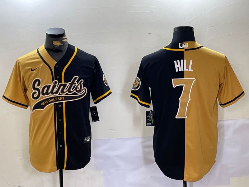 Men's New Orleans Saints Taysom Hill #7 Yllow/Black Player Jersey1 football jersey product view 1