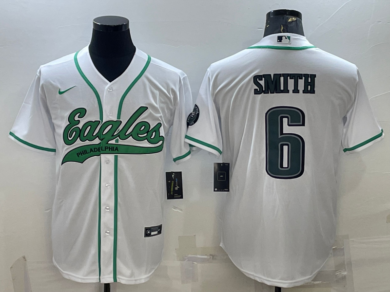 Men's Philadelphia Eagles DeVonta Smith #6 White Game Jersey1 Joint Edition football jersey product view 1
