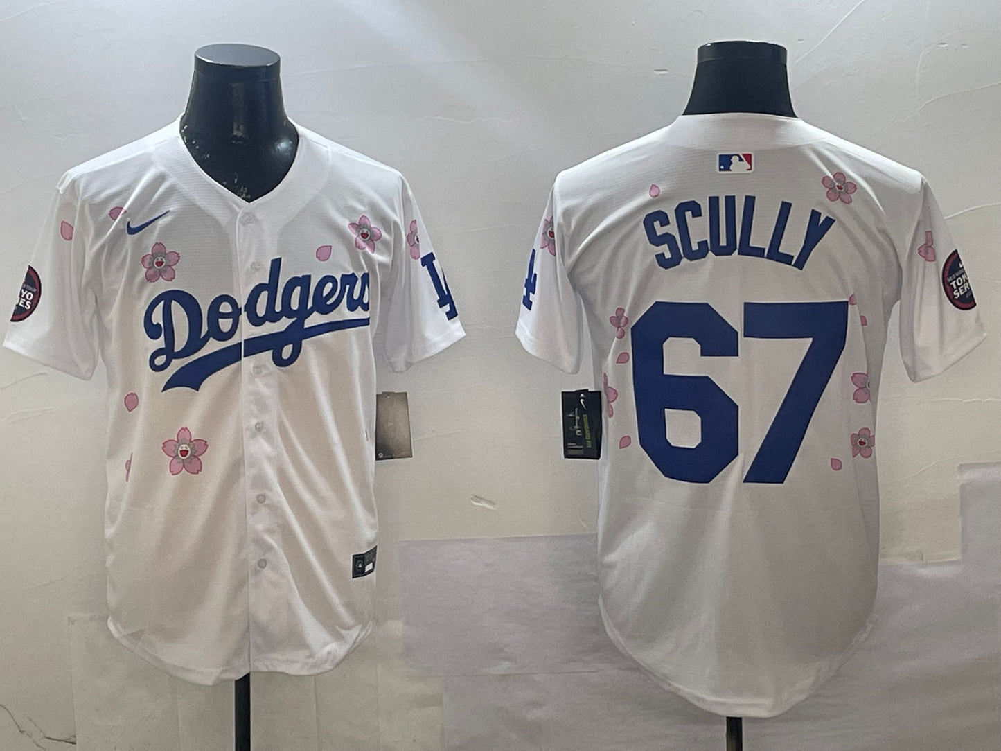 Men's Los Angeles Dodgers Vince Scully #67 White Player Jersey1 baseball jersey product view 1