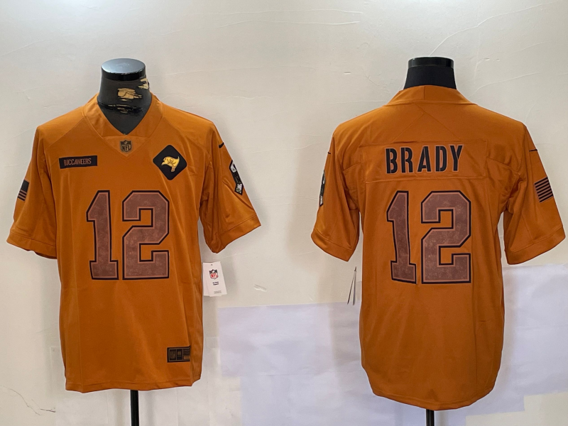 Men's Tampa Bay Buccaneers Tom Brady #12 Brown Salute To Service Limited Jersey1 football jersey product view 1