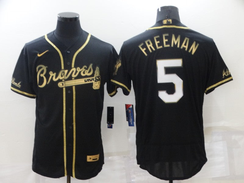 Men's Atlanta Braves Freedie Freeman #5 Black Replica Jersey1 baseball jersey product view 1