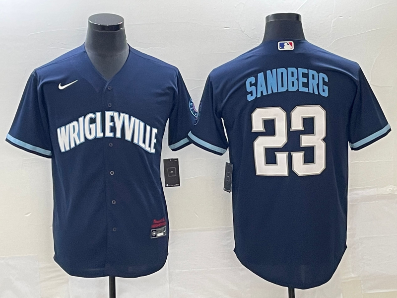 Men's Chicago Cubs Ryne Sandberg #23 Navy City Connect Replica Jersey1 baseball jersey product view 1