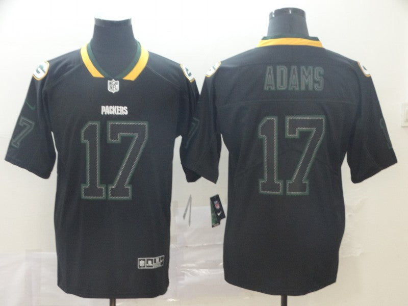 Men's Green Bay Packers Davante Adams #17 Black Authentic Game Jersey1 football jersey product view 1