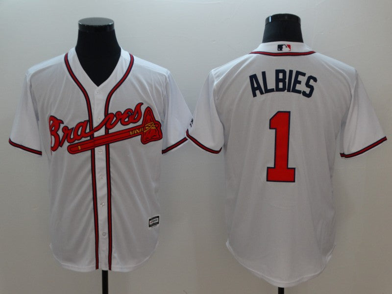 Men's Atlanta Braves Ozzie Albies #1 White Replica Player Jersey1 baseball jersey product view 1