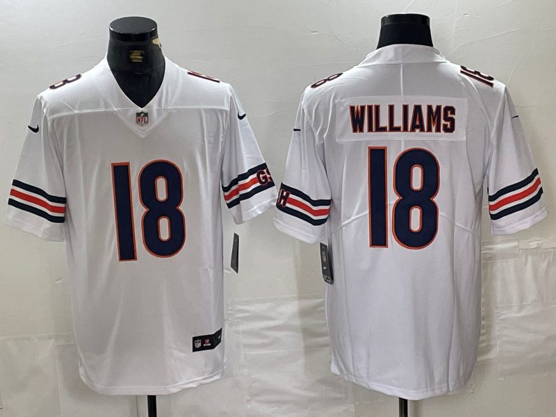 Men's Chicago Bears Caleb Williams #18 White 2024 NFL Draft First Round Pick Player Game Jersey2 football jersey product view 1
