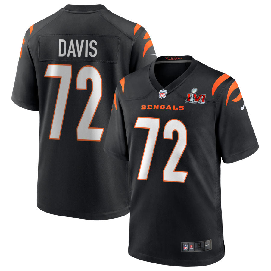 Domenique Davis Cincinnati Bengals Nike Super Bowl LVI Game Jersey - Black football jersey product view 1