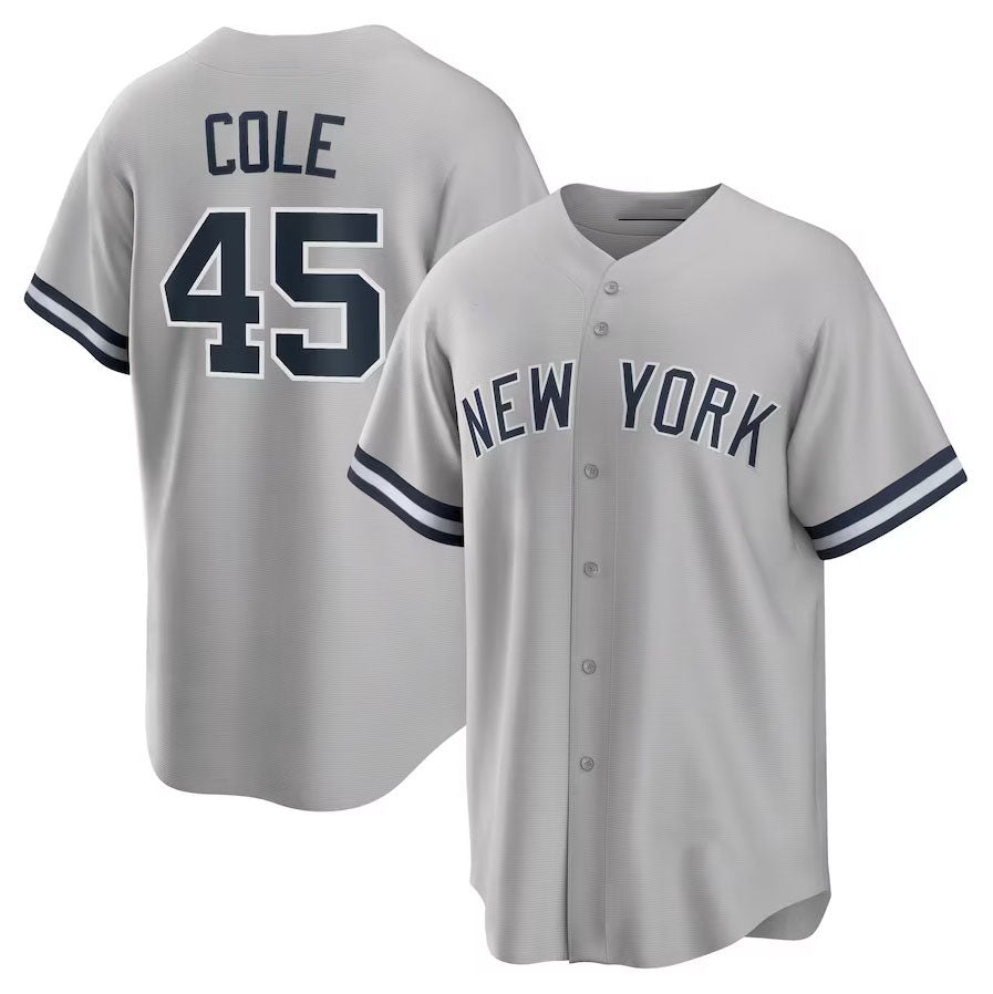 New York Yankees #45 Gerrit Cole Road Replica Player Name Jersey - Gray Stitches Baseball Jerseys baseball jersey product view 1