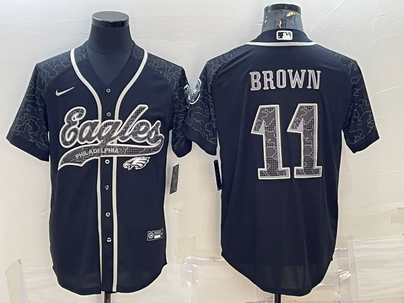 Men's Philadelphia Eagles A.J. Brown #11 Black RFLCTV Limited Jersey1 Joint Edition football jersey product view 1