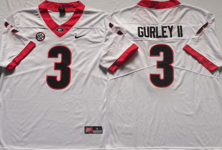 Men's Georgia Bulldogs Todd Gurley II#3 White Player Game Jersey sports jersey product view 1