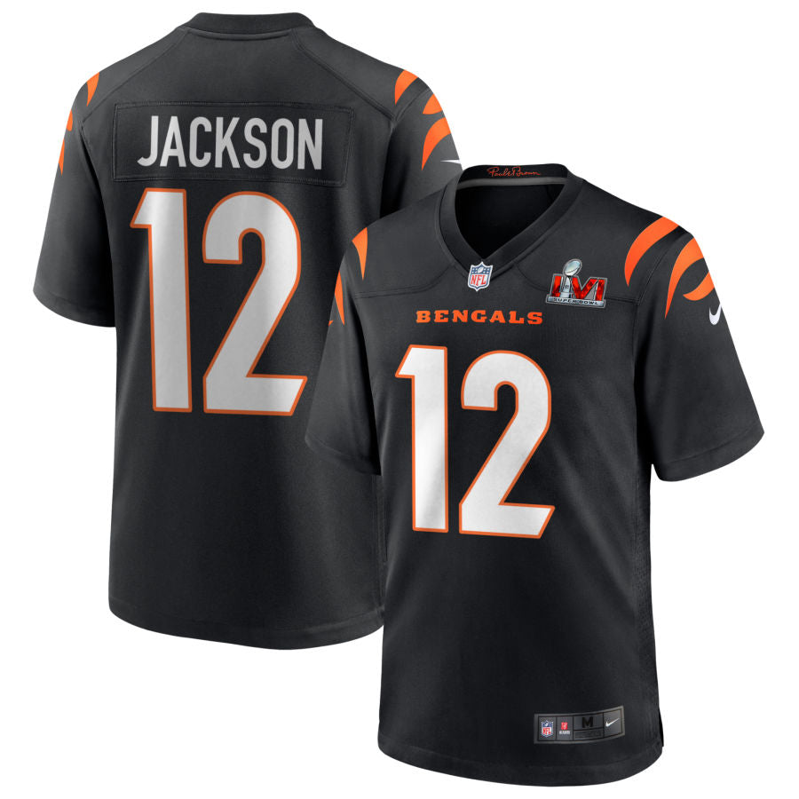 Shedrick Jackson Cincinnati Bengals Nike Super Bowl LVI Game Jersey - Black football jersey product view 1