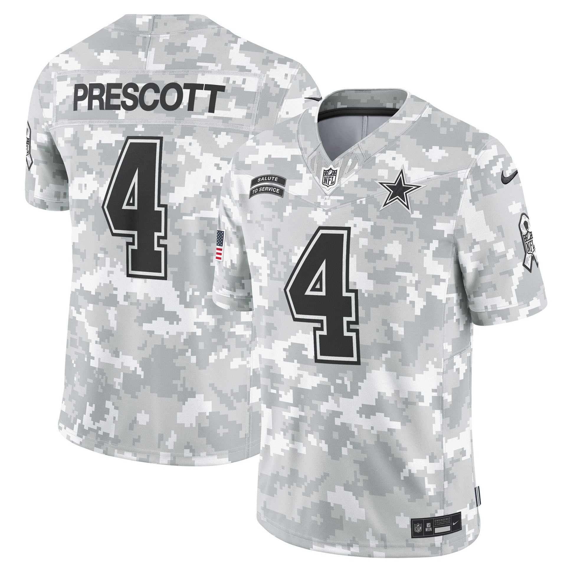 Dak Prescott Dallas Cowboys Nike 2024 Salute to Service Limited Jersey - Arctic Camo football jersey product view 1