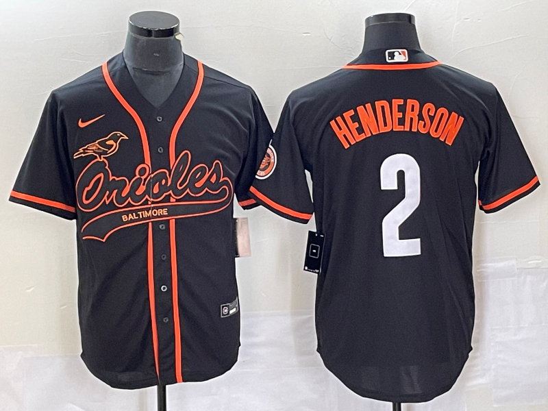 Men's Baltimore Orioles Gunnar Henderson #2 Black Replica Jersey1 Joint Edition baseball jersey product view 1