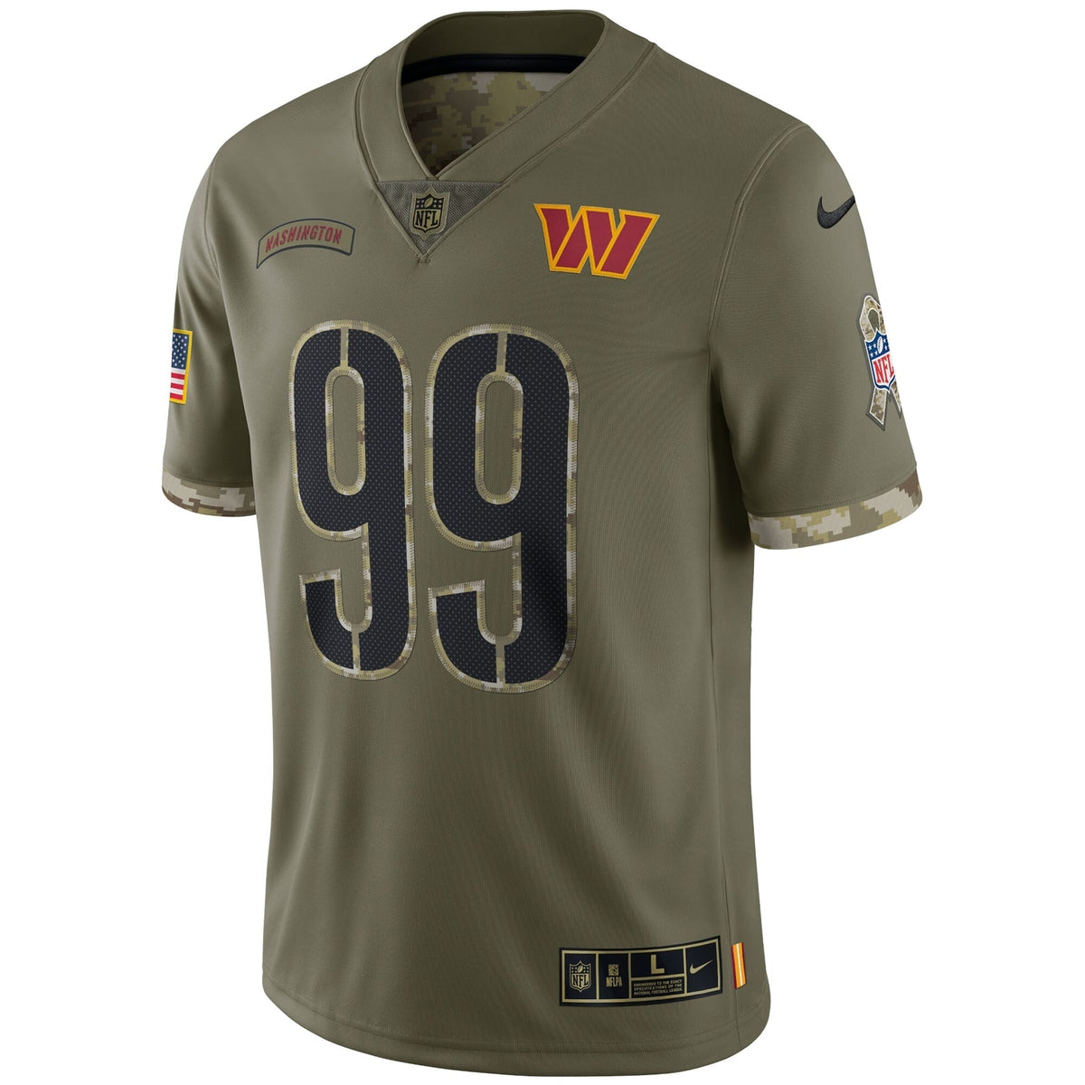 Chase Young Washington Commanders Nike Salute To Service Limited Jersey - Olive football jersey product view 2