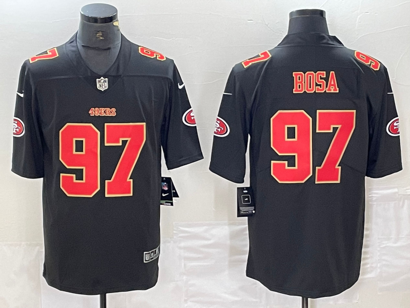 Men's San Francisco 49ers Nick Bosa #97 Black Fashion Game Jersey1 football jersey product view 1