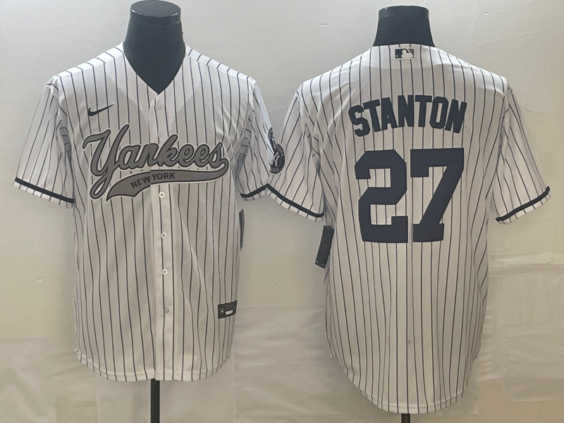Men's New York Yankees Giancarlo Stanton #27 White Game Jersey1 Joint Edition baseball jersey product view 1