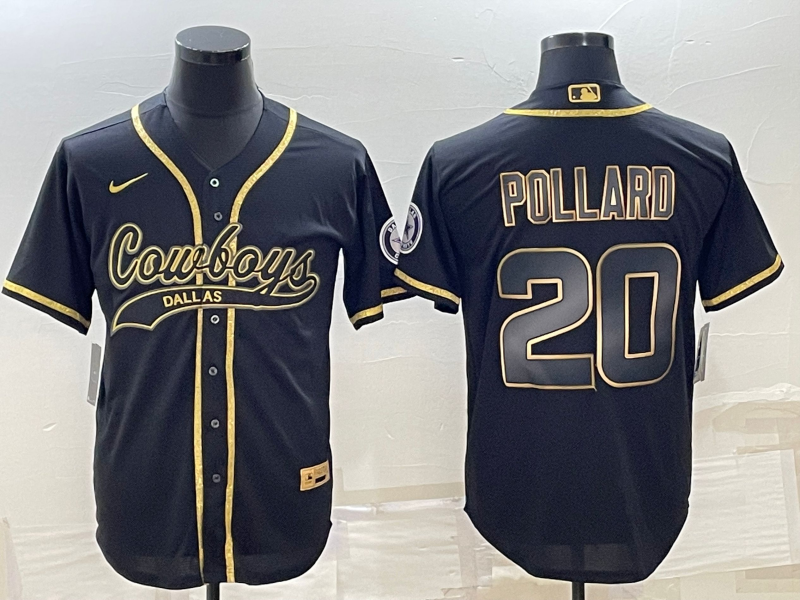 Men's Dallas Cowboys Tony Pollard #20 Black Game Jersey1 Joint Edition football jersey product view 1