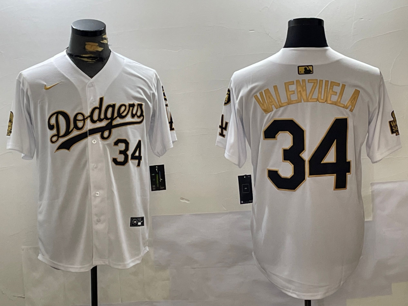Men's Los Angeles Dodgers Fernando Valenzuela #34 White Team Game Jersey1 baseball jersey product view 1