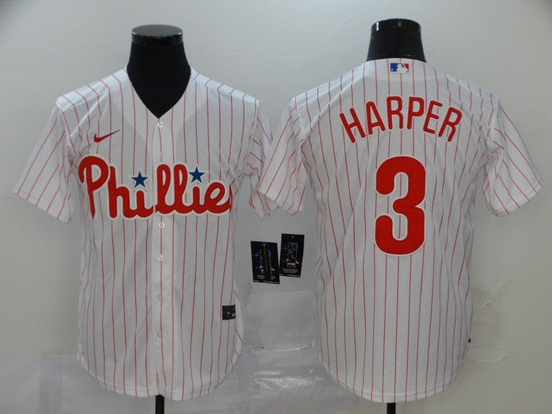 Men's Philadelphia Phillies #3 Bryce Harper Majestic Pinstripe Jersey1 baseball jersey product view 1