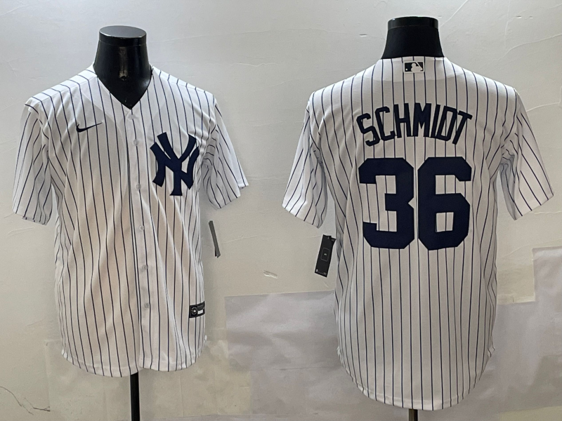 Men's New York Yankees Clarke Schmidt #36 White Home Replica Player Jersey1 baseball jersey product view 1