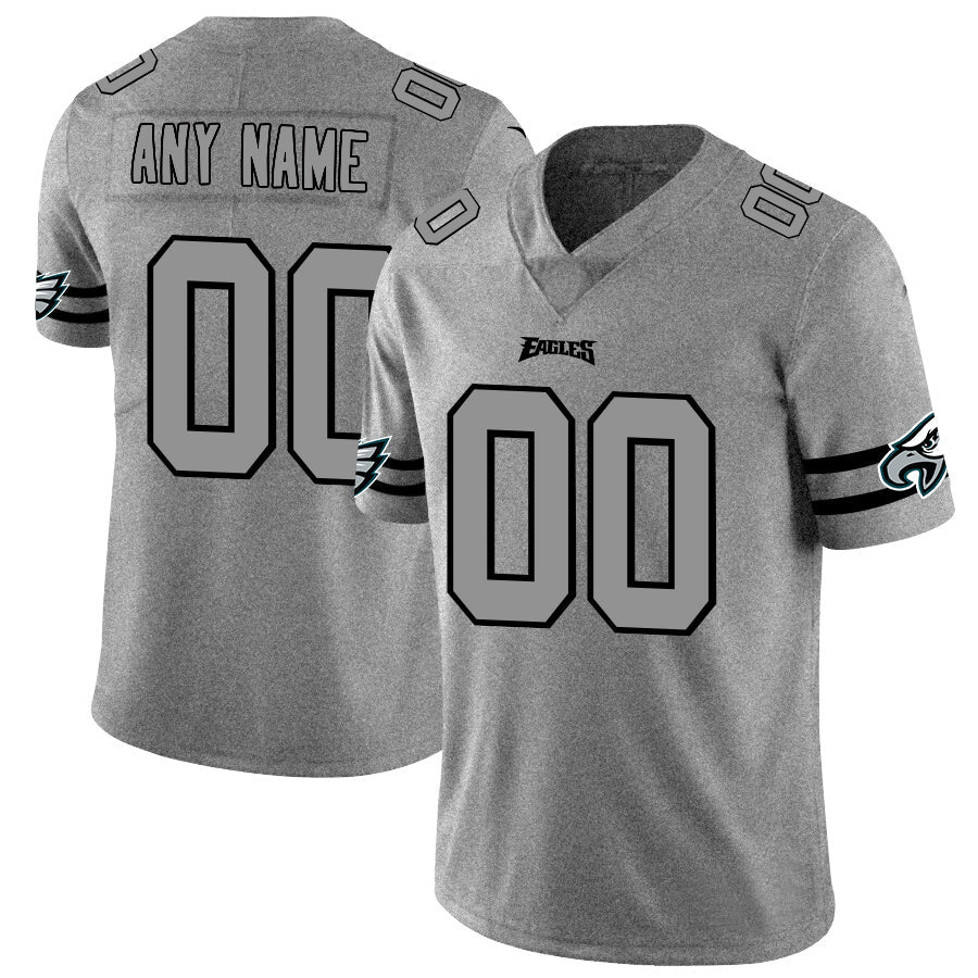 Custom1 Philadelphia Eagles 2019 Gray Gridiron Gray Vapor Untouchable Limited Jersey1 Stitched American Football Jerseys football jersey product view 1