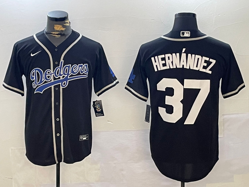 Men's Los Angeles Dodgers Teoscar Hernandez #37 Black Player Jersey1 baseball jersey product view 1