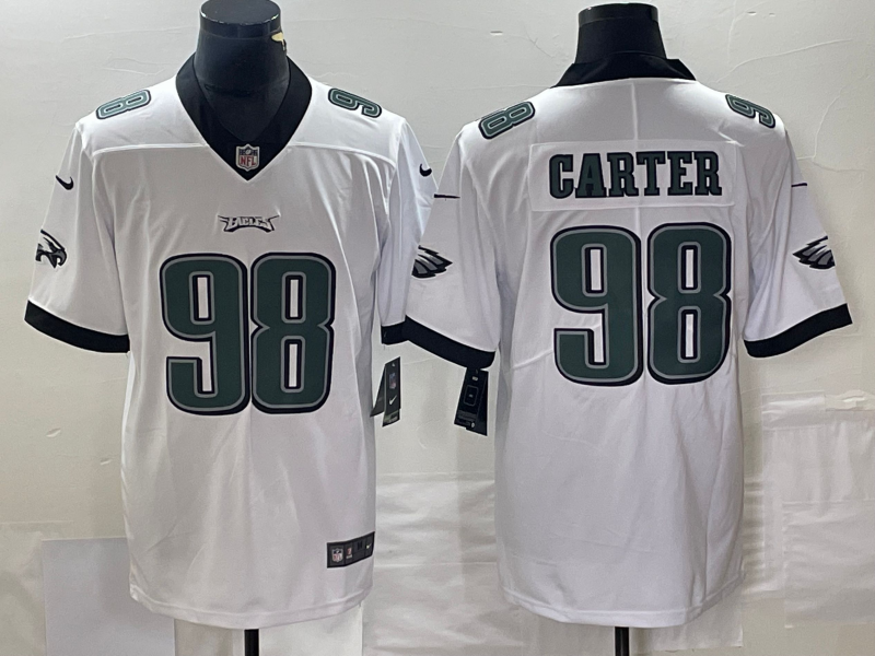 Men's Philadelphia Eagles Jalen Carter #98 White Alternate Team Game Jersey1 football jersey product view 1