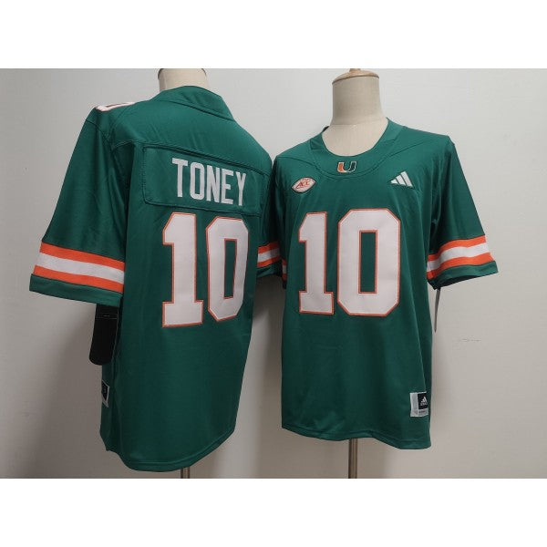 Malachi Toney Miami Hurricanes Jersey - Green hockey jersey product view 1