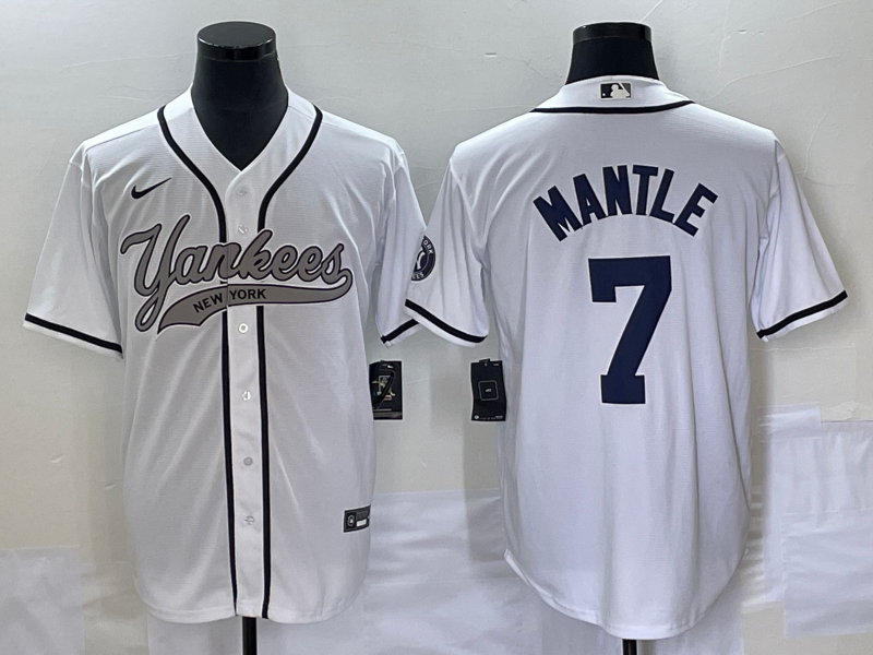 Men's New York Yankees Mickey Mantle #7 White Player Jersey1 Joint Edition baseball jersey product view 1