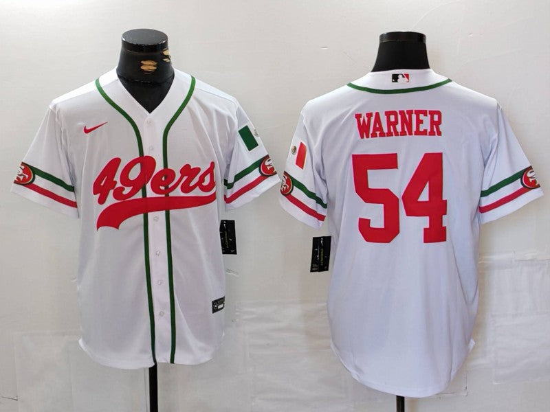 Men's San Francisco 49ers Fred Warner #54 White Player Jersey1 football jersey product view 1