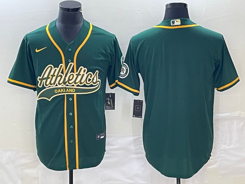 Men's Oakland Athletics Kelly Green Replica Blank Jersey1 Joint Edition baseball jersey product view 1