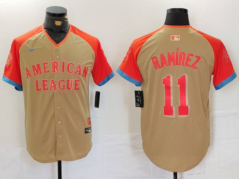Men's American League Jose Ramirez #11 Cream 2024 MLB All-Star Game Limited Player Jersey1 baseball jersey product view 1