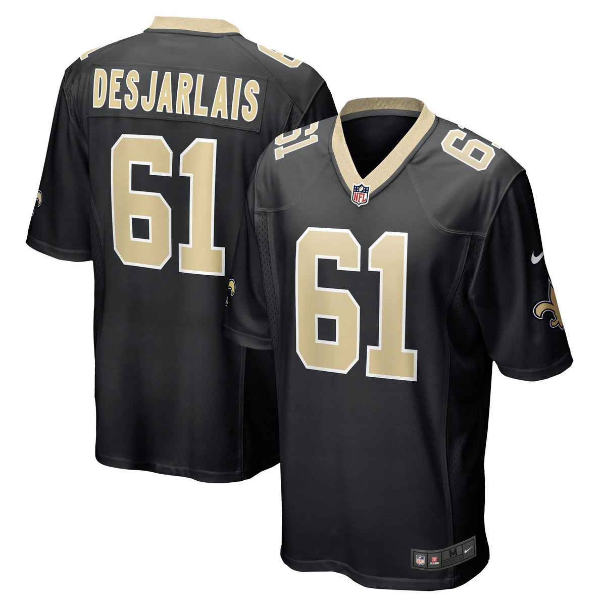 Drew Desjarlais New Orleans Saints Nike Game Jersey - Black football jersey product view 1