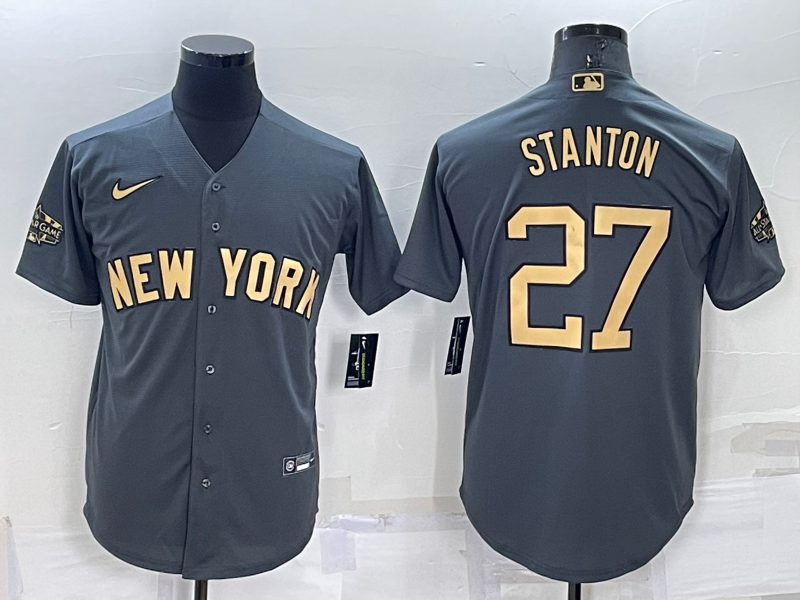 Men's New York Yankees Giancarlo Stanton #27 Gray Replica Player Jersey1 baseball jersey product view 1
