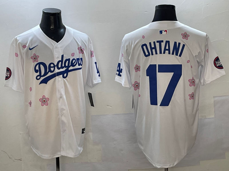 Men's Los Angeles Dodgers Shohei Ohtani #17 White Alternate Replica Player Jersey1 baseball jersey product view 1