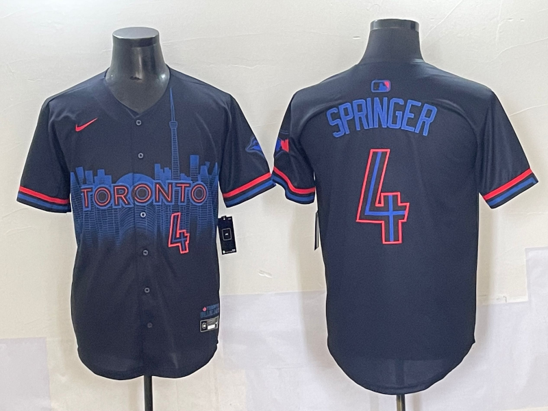 Men's Toronto Blue Jays George Springer #4 Black 2024 City Connect Limited Player Jersey baseball jersey product view 1