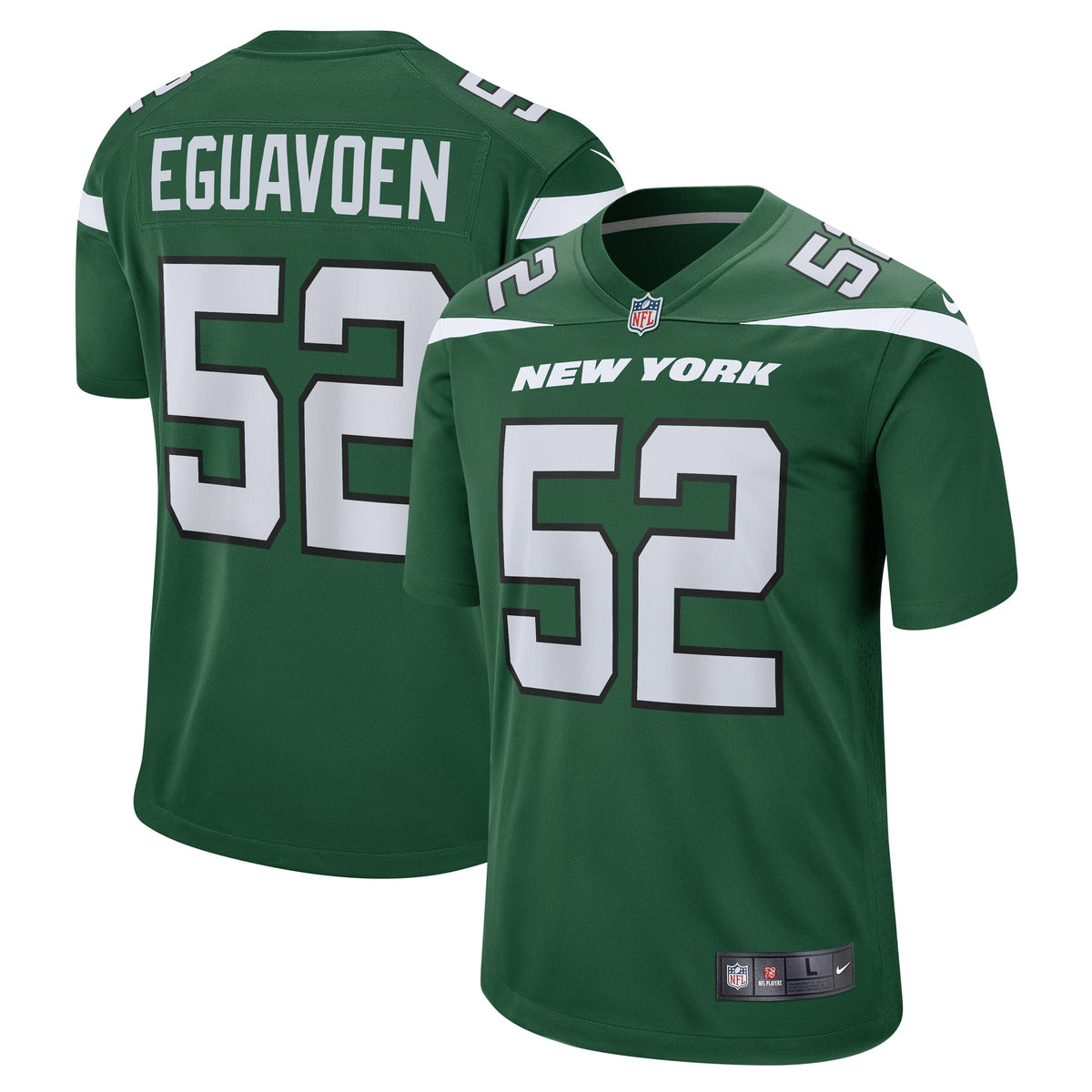 Sam Eguavoen New York Jets Nike Game Jersey - Gotham Green football jersey product view 1