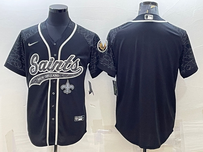 Men's New Orleans Saints Black RFLCTV Limited Blank Jersey1 football jersey product view 1