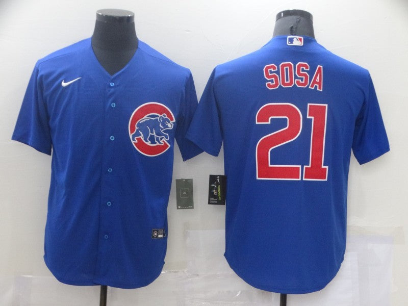 Men's Chicago Cubs Sammy Sosa #21 Blue Replica Baseball Jersey1 baseball jersey product view 1