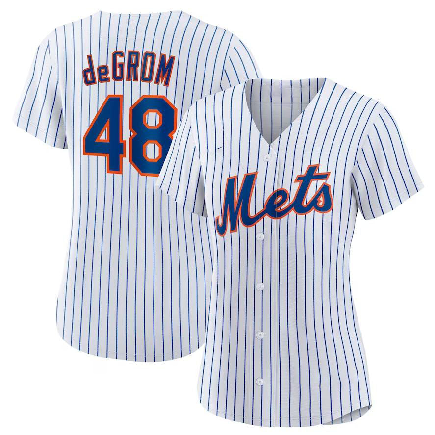 New York Mets #48 Jacob deGrom White Home Replica Player Jersey Baseball Jerseys baseball jersey product view 1