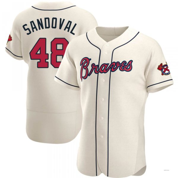 Atlanta Braves #48 Pablo Sandoval Cream Alternate Jersey Stitches Baseball Jerseys baseball jersey product view 1